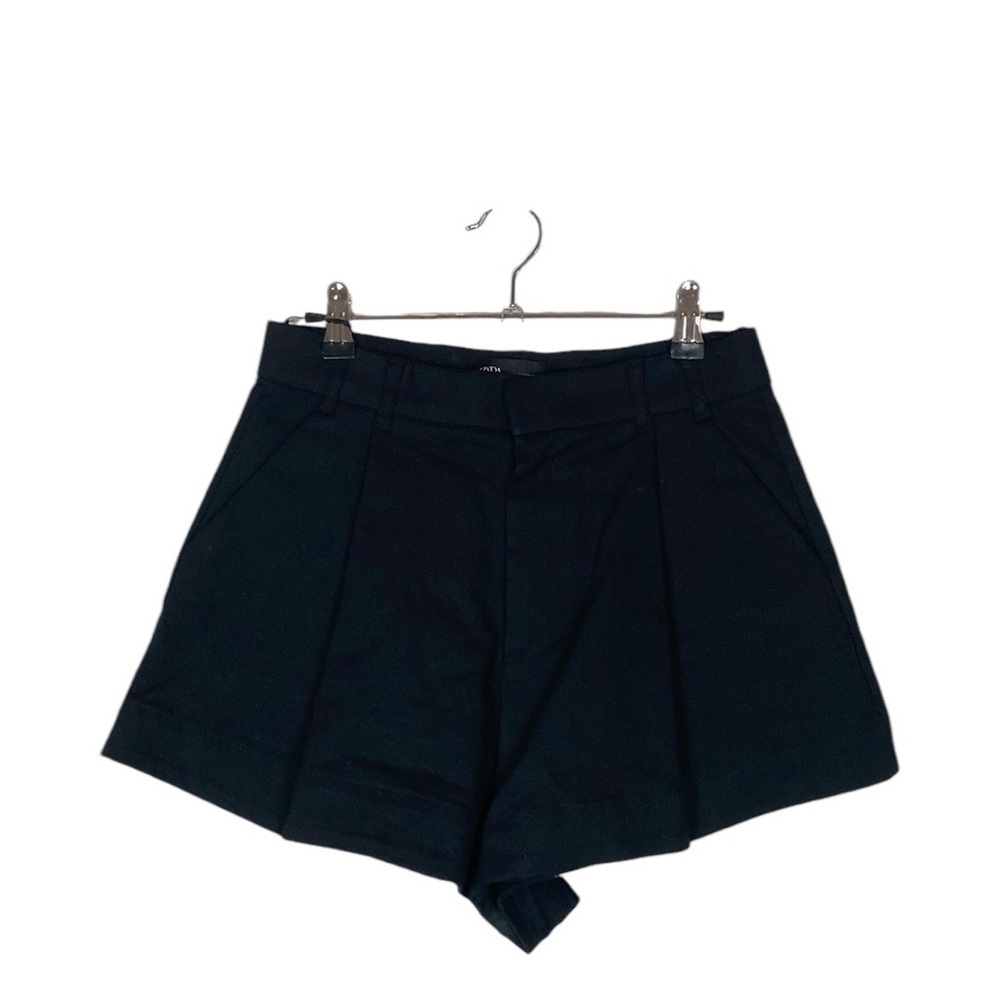 Zara black pleated trouser shorts
